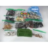 A large collection of Britains plastic Zoo animals and accessories, including flamingos, giraffes,
