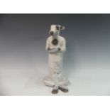 Lawson E. Rudge (b. 1936), a raku fired studio pottery sculpture of a Hare, modelled standing
