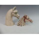 Lawson E. Rudge (b. 1936), a raku fired studio pottery Horse Head, signature to base, H 22cm,