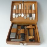 A vintage German “Bonsa” multi-tool kit by Bontgen & Sabin in fitted leather case, with ten attachme