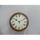 An early 20th century mahogany cased fusee wall Clock, the 12-inch (30.5cm) dial with black Roman