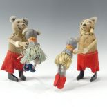Two Schuco clockwork figures of Dancing Mice, tinplate and felt, one with key, appx. 10cm high (2)