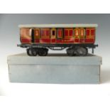 Bing '0' gauge 62/260/0 short LMS Full Brake Coach, with opening doors, red and black lined in