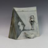 Lawson E. Rudge (b. 1936), a raku fired studio pottery Sculpture, H 32cm. Provenance: from the