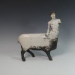 Lawson E. Rudge (b. 1936), a raku fired studio pottery sculpture of a Centaur, H 43cm.