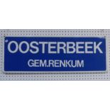 Oosterbeek Gem.Renkum, a Dutch railway station sign