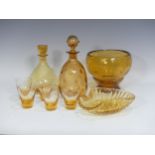 Branaby Powell for Whitefriars, a Sherry Decanter with Stopper, pattern M60, H 20cm, with five