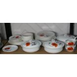 A Wedgwood Susie Cooper Design 'Cornpoppy' pattern part Dinner Service, comprising three lidded