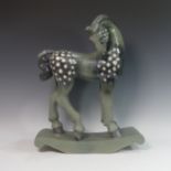 Lawson E. Rudge (b. 1936), a raku fired studio pottery sculpture of a Tang Horse, crack to base