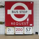 A London Transport double sided red enamel 'Request' Bus Stop,