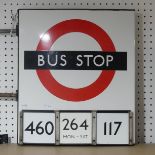 A London Transport double sided white enamel Bus Stop,