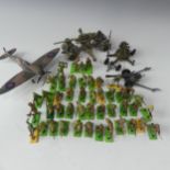 A collection of 1970's Britains deetail WWII  Soldiers, together with a Mortar Set, 2 Military