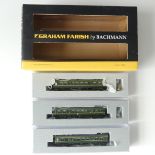 A Graham Farish by Bachmann N gauge 371-886 Class 108 Three Car DMU, BR green, in rigid perspex