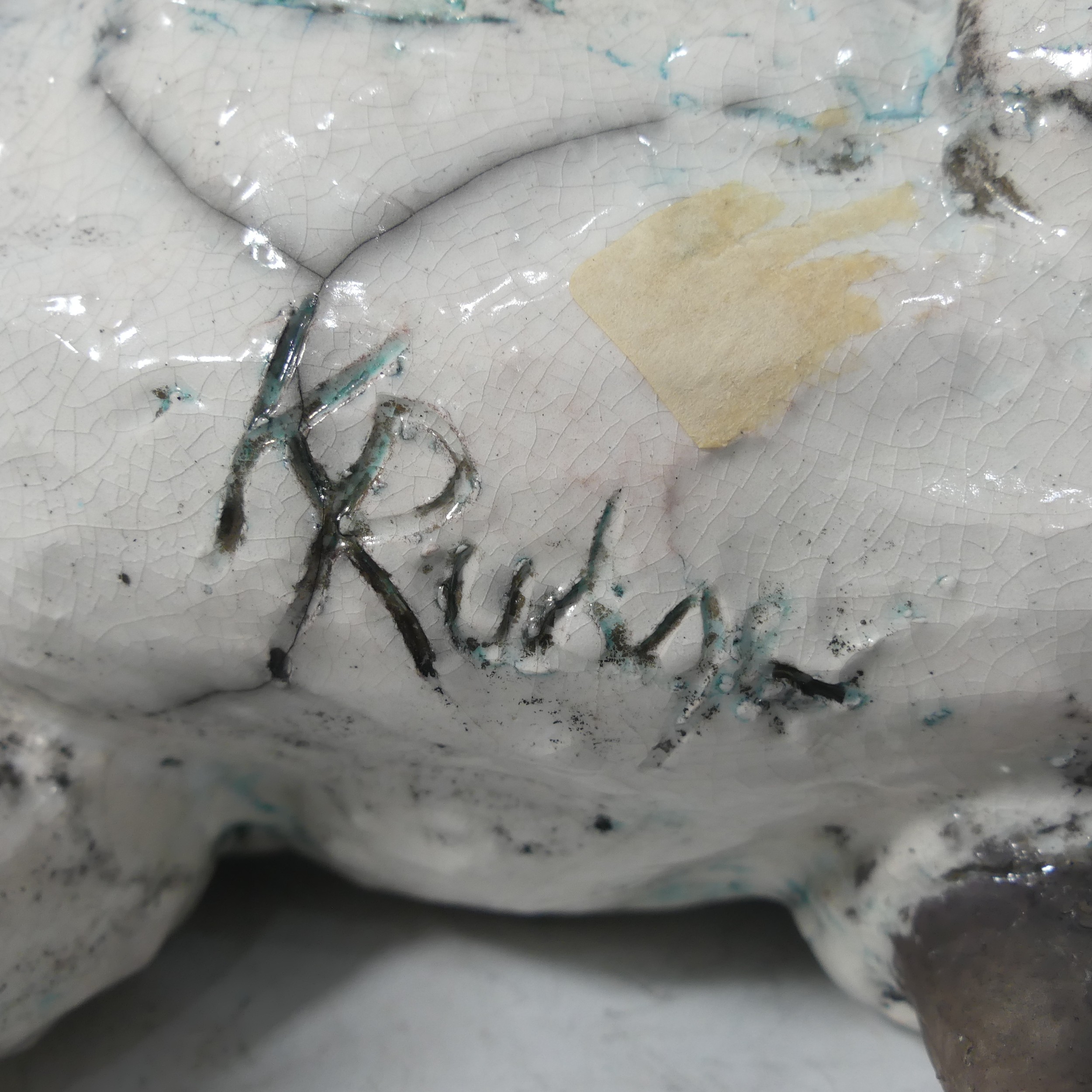 Keza Rudge (British 20th Century), a pottery model of a Sheep, signed K Rudge, L 28cm x H 22cm. - Image 6 of 7