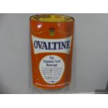 An Original c.1930's Ovaltine enamel advertising Sign, shaped in the form of a can of Ovaltine,