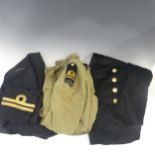 Three Canadian Military jackets, 1 black jacket with Naval brass buttons marked Scully Ltd, gold