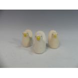 Lawson E. Rudge (b. 1936), a pair of glazed studio pottery Salt Pots, modelled as birds, H 8cm,