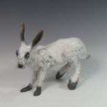 Lawson E. Rudge (b. 1936), a raku fired studio pottery sculpture of a Hare, L 36cm. Provenance: from