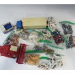 A large collection of Britains plastic farm animals, machinery and accessories, including horses,