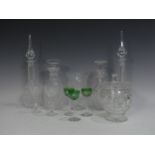 A quantity of cut glass and crystal Decanters, to include a pair with cut cross decoration to body