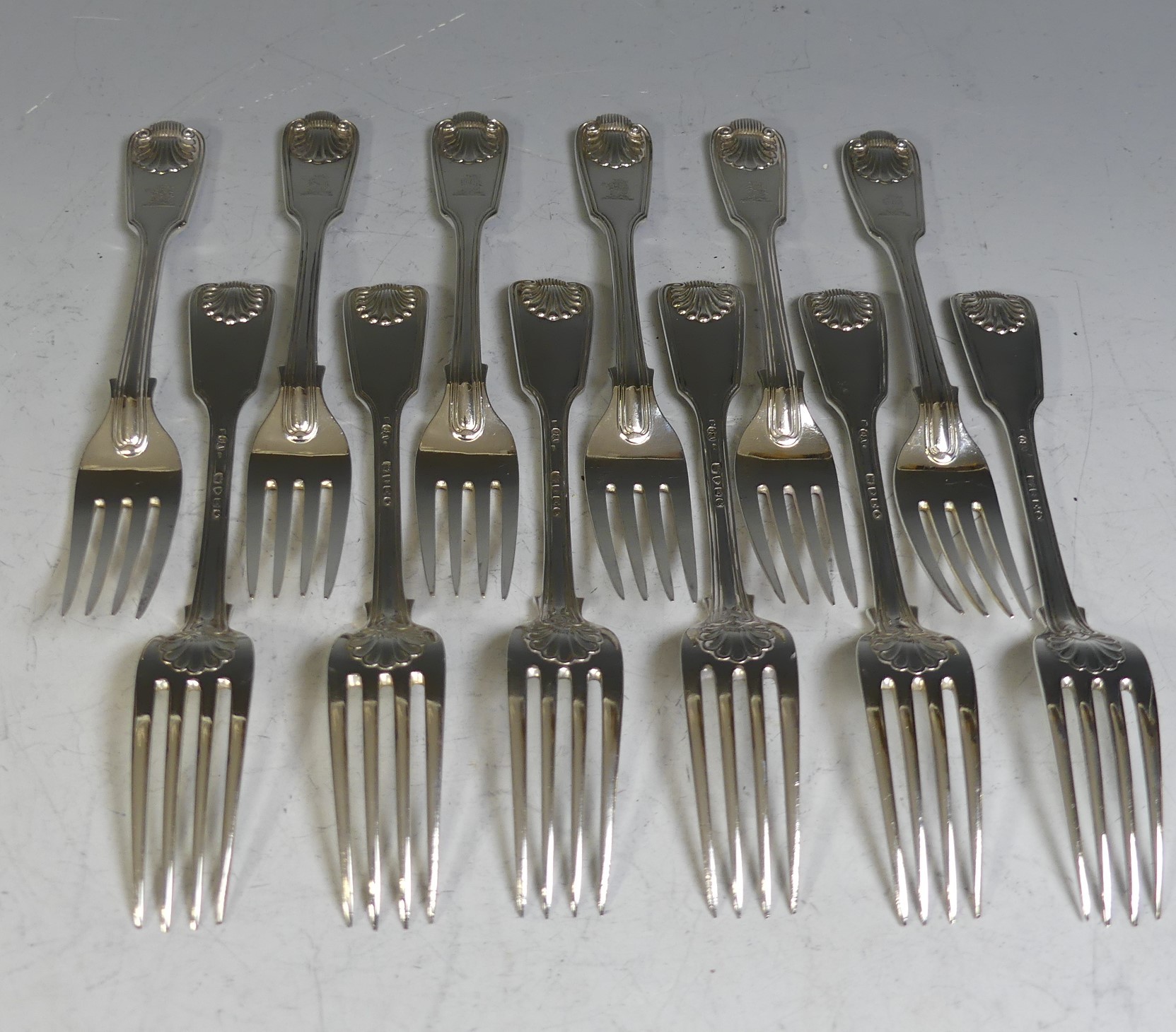 A canteen of Victorian silver Cutlery, by Chawner & Co., (George Adams), hallmarked London, 1876/ - Image 28 of 55