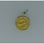 A Victorian gold Sovereign, dated 1890, in 9ct gold pendant mount, approx total weight 9.5g.