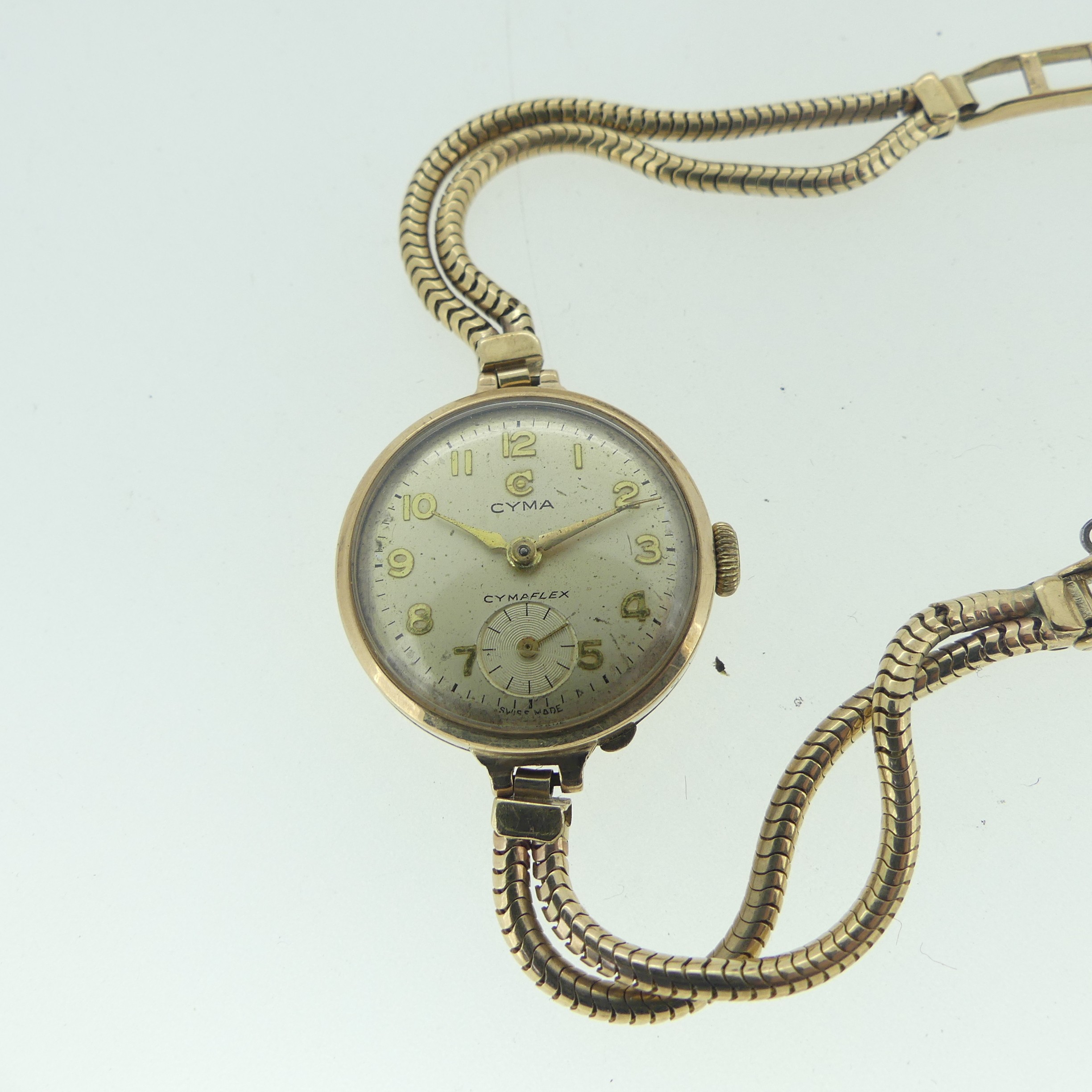 A 9ct gold Cyma lady's Wristwatch, with double snakelink chain bracelet strap, together with another - Image 3 of 7