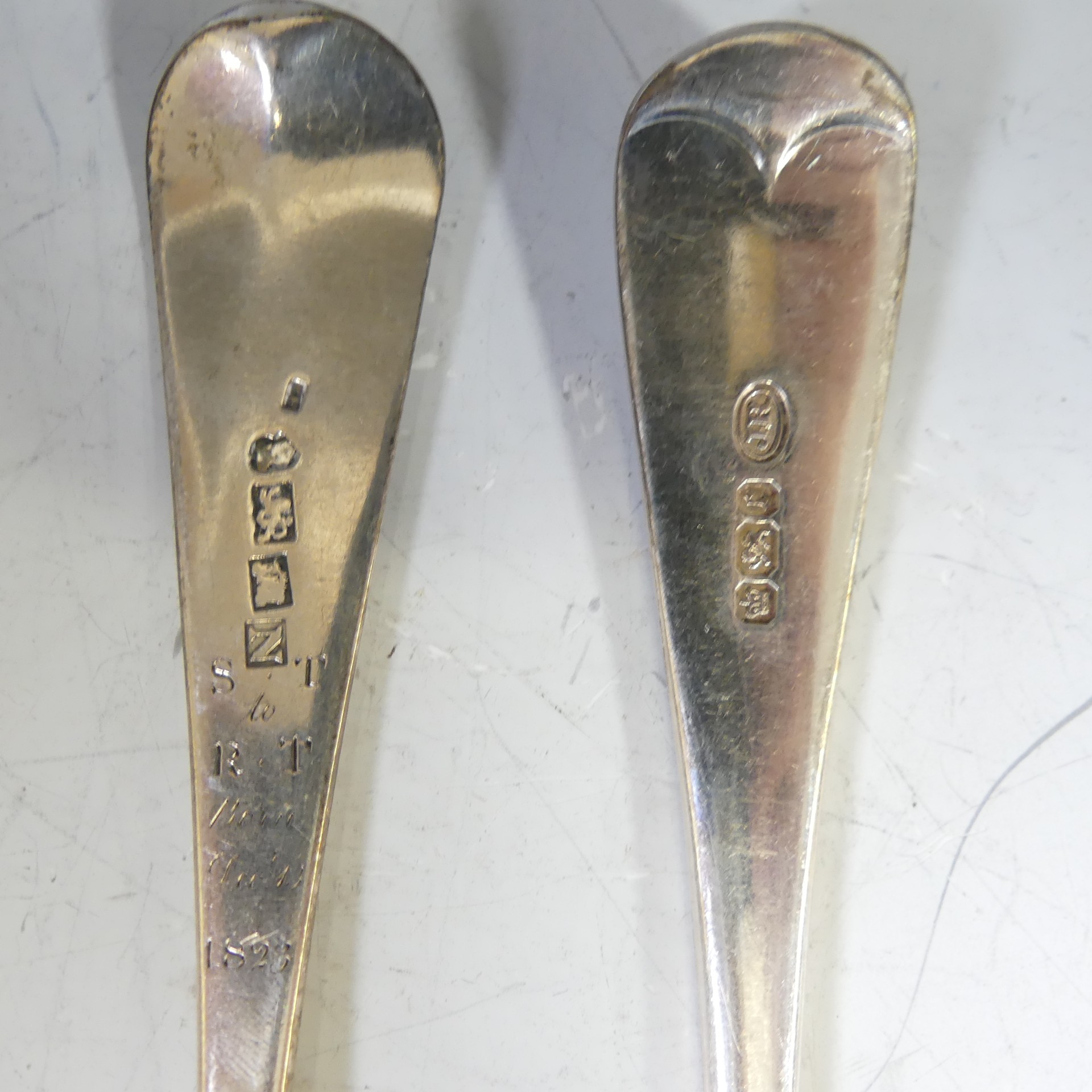 A pair of George III West Country silver Table Spoons, by Richard Ferris, hallmarked Exeter, 1805, - Image 5 of 6