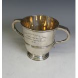 A George V silver two-handled Trophy Cup, by Carrington & Co., hallmarked Birmingham, 1922, with