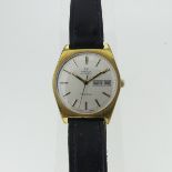 A gold-plated Omega Genève Automatic gentleman's Wristwatch, circa 1977, the silvered dial with