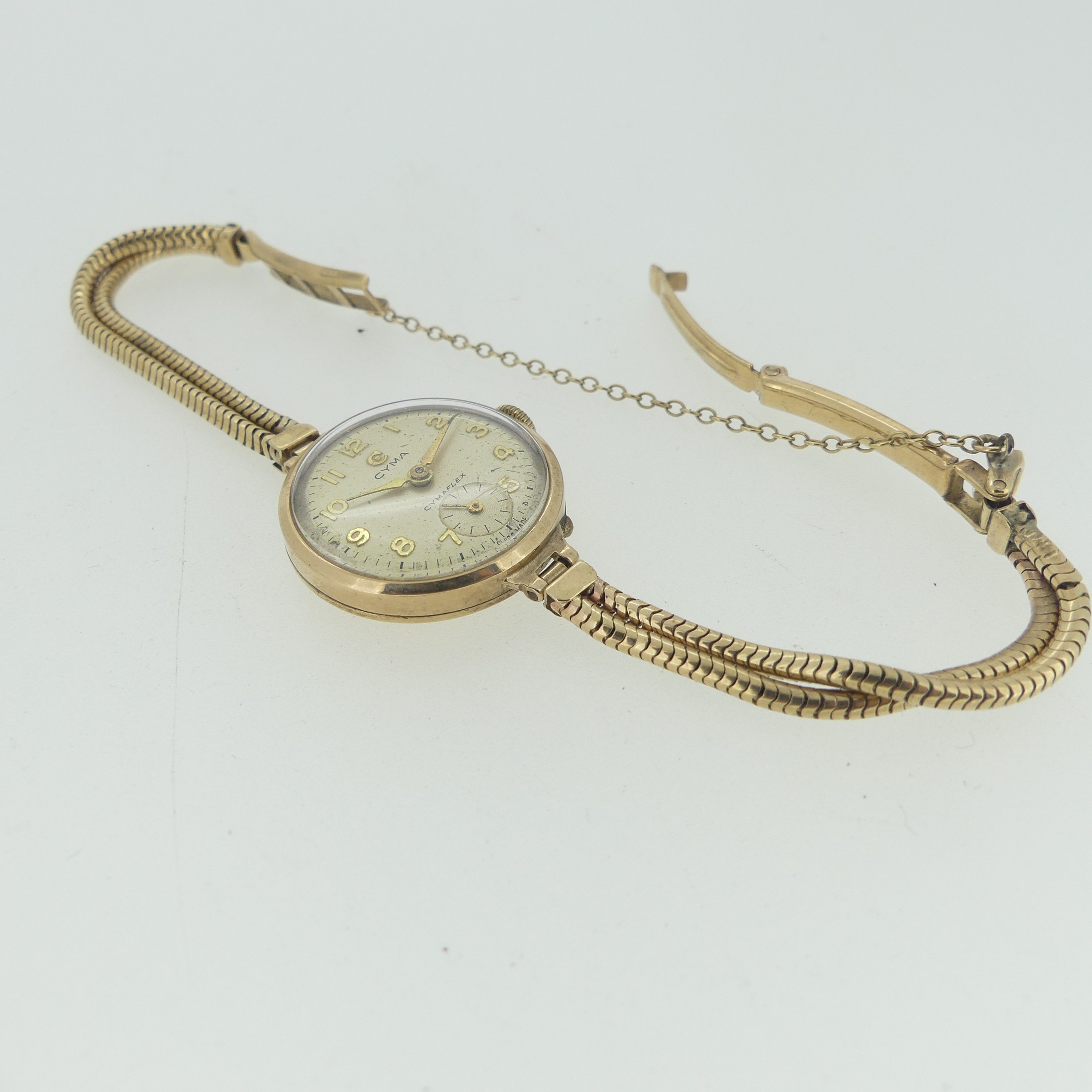 A 9ct gold Cyma lady's Wristwatch, with double snakelink chain bracelet strap, together with another - Image 6 of 7