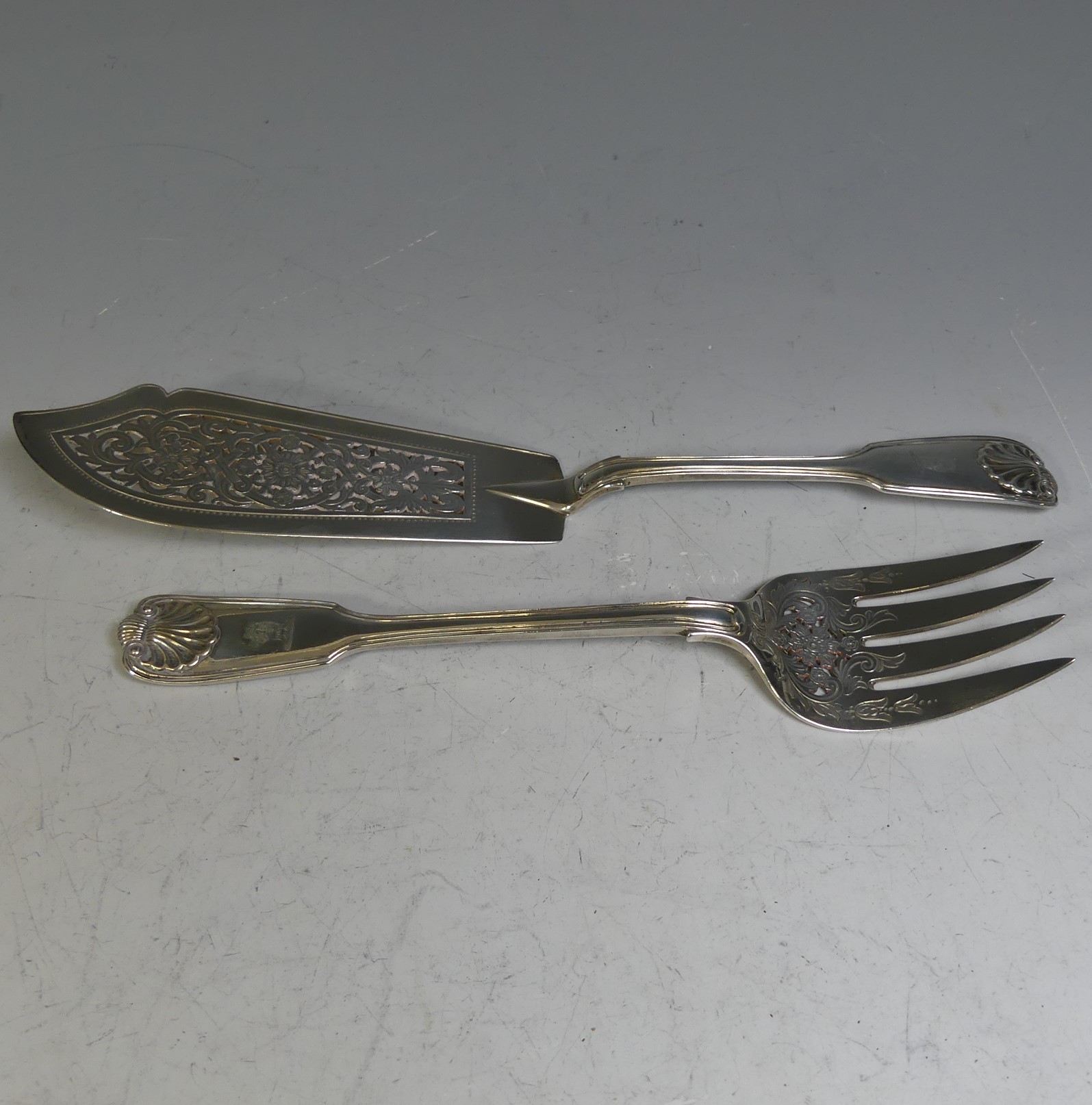 A canteen of Victorian silver Cutlery, by Chawner & Co., (George Adams), hallmarked London, 1876/ - Image 10 of 55