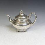 An early Victorian silver Teapot, by John Walton, hallmarked Newcastle 1844, of circular form with