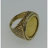 A Victorian gold Half Sovereign, dated, 1864, in 9ct gold ring mount, Size J½, approx total weight