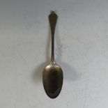 A George III silver dog nose Spoon, by John Lambe, hallmarked London, 1773, the bowl reverse with