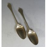 A pair of William III silver dog nose Spoons, by Thomas Allen, hallmarked London, 1698, the bowls