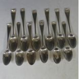 A collection of twelve shellback Teaspoons, mid 18thC, various makers, including one thread, shell &