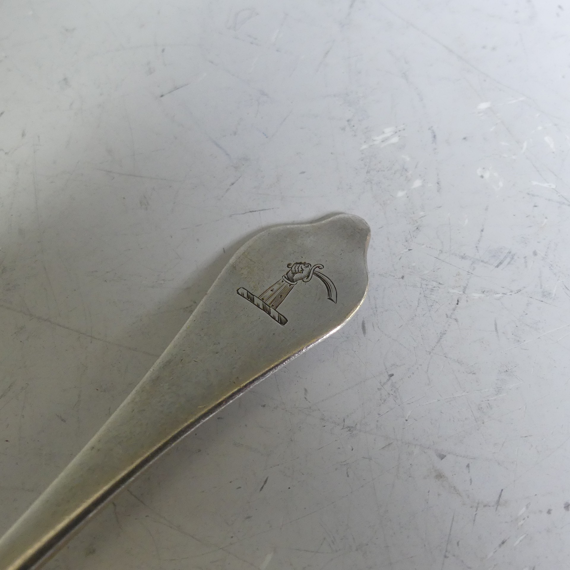 A George II silver dog nose Spoon, by Paul Hanet, hallmarked London 1722 (sterling standard), with - Image 2 of 3