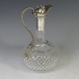 A Victorian silver mounted Claret Jug, by Hirons, Plante & Co., hallmarked Birmingham, 1866, the
