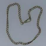 A 9ct gold Watch Chain Necklace, with clip fastener, 34cm long, 18.5g.