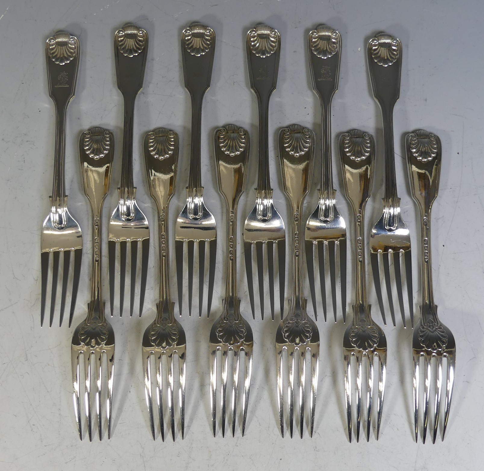 A canteen of Victorian silver Cutlery, by Chawner & Co., (George Adams), hallmarked London, 1876/ - Image 29 of 55