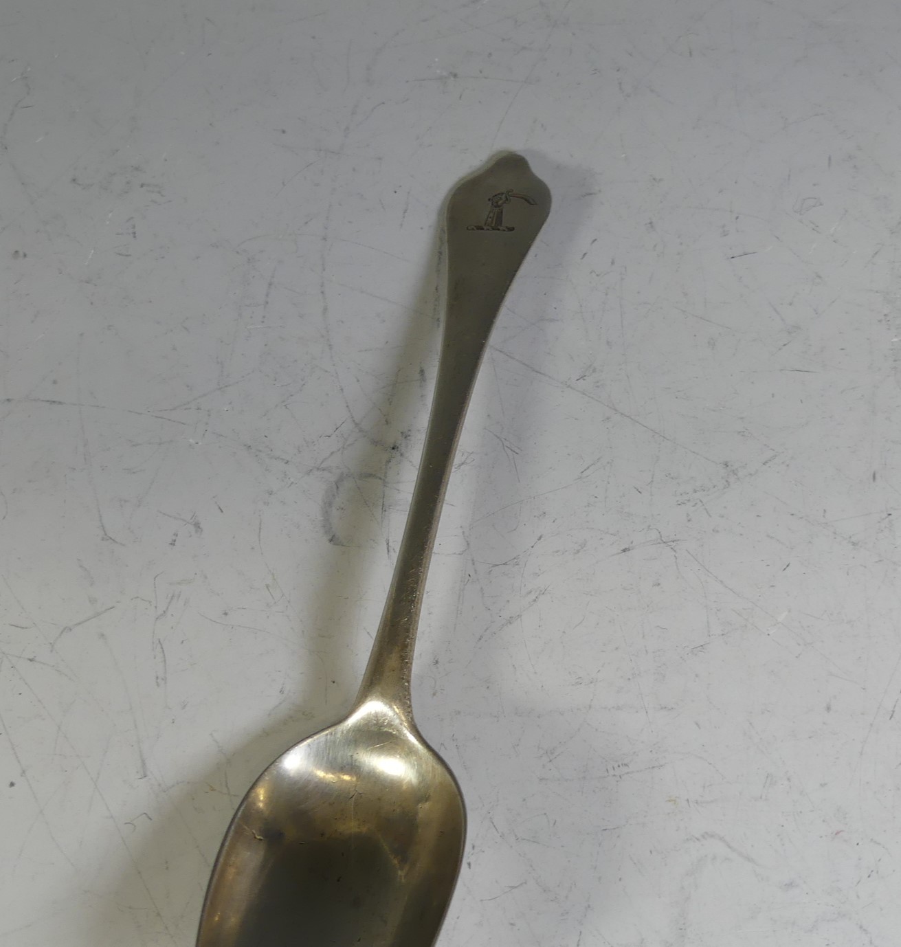 A George II silver dog nose Spoon, by Paul Hanet, hallmarked London 1722 (sterling standard), with