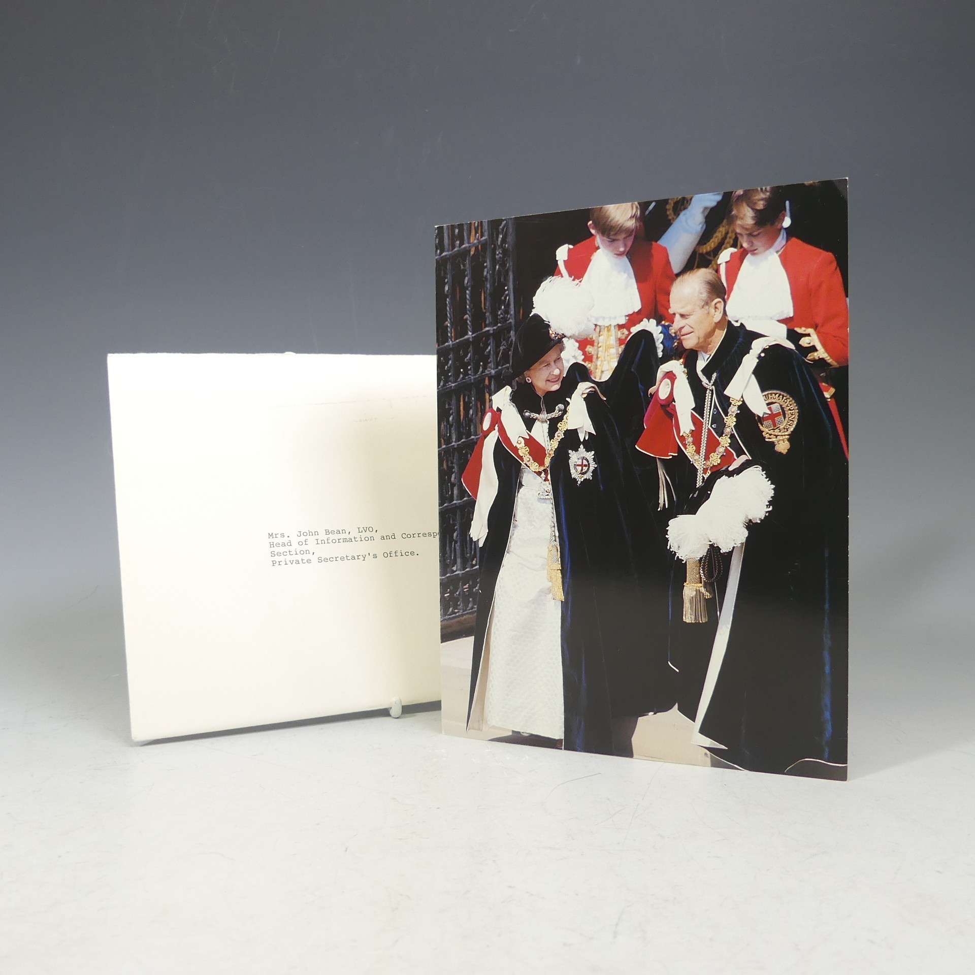 H.M.Queen Elizabeth II and H.R.H.The Duke of Edinburgh, signed 1991 Christmas card with twin gilt