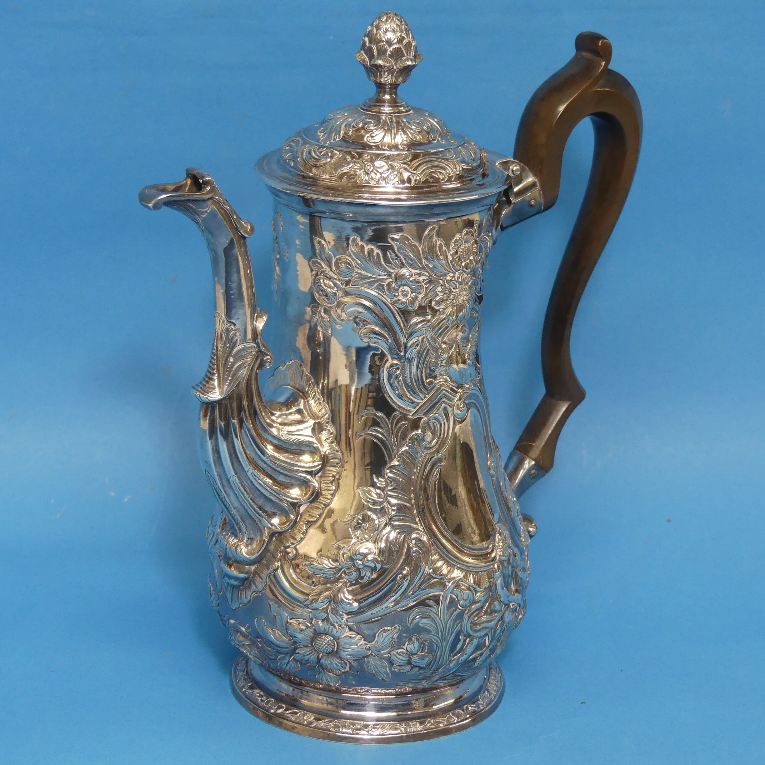 An 18thC Irish silver Coffee Pot, hallmarked for Dublin and with Hibernia mark, no makers mark or - Image 3 of 9