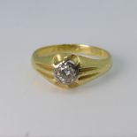 An 18ct yellow gold gentleman's diamond set Signet Ring, the circular cut stone approx. 0.25ct,