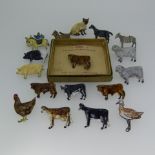 A quantity of fourteen vintage silver and enamel Brooches of Farm Animals, by Kenart, including