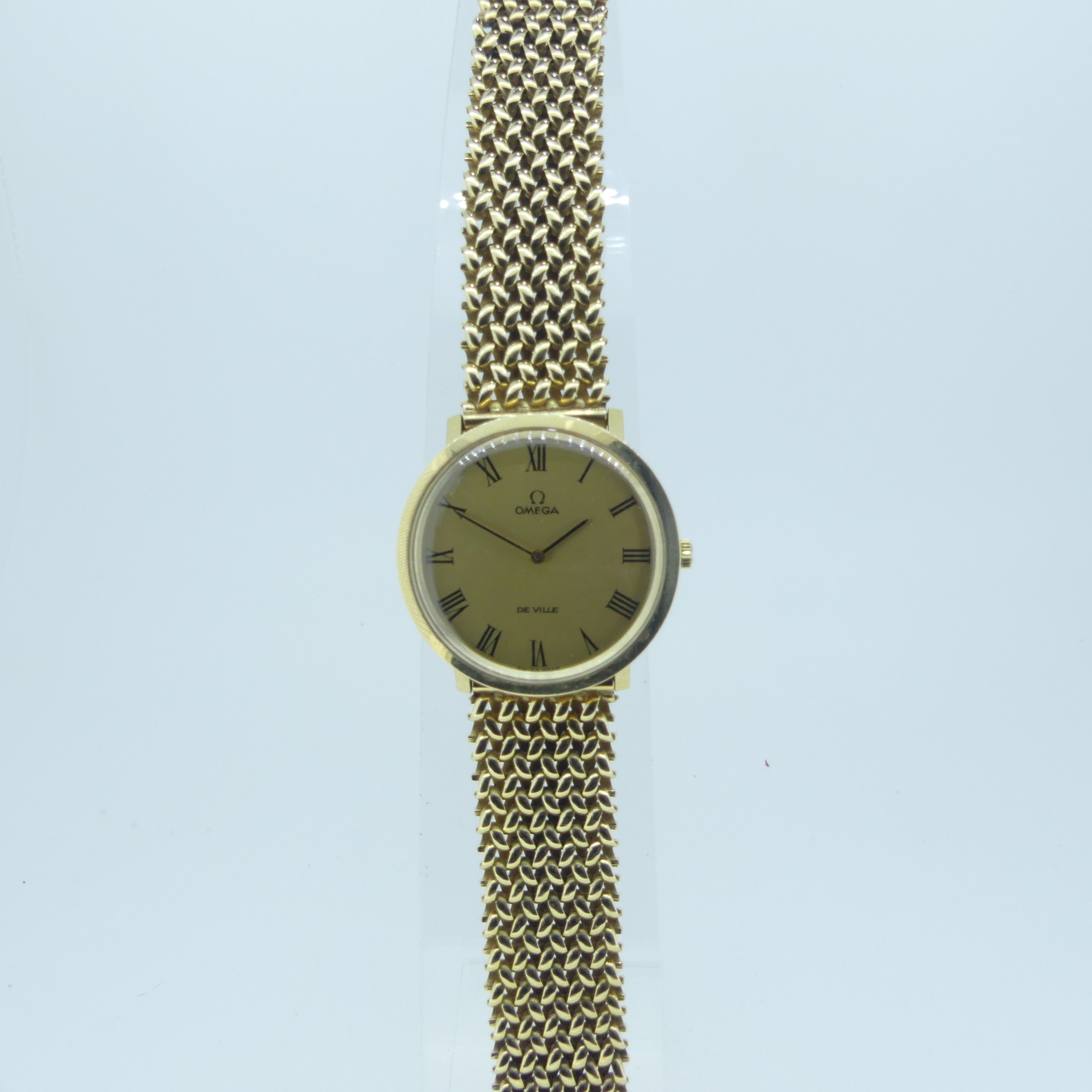 A 9ct gold Omega De Ville gentleman's Wristwatch, circa 1970, with gilt dial and black Roman - Image 2 of 4