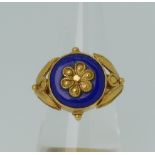 A modern 22ct yellow gold Ring, set Lapis Lazuli, with Eastern marks but in an antique Western