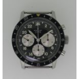 A rare Breitling Geneve Unitime stainless steel gentleman’s Chronograph Wristwatch, with 24-hour