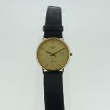 A 9ct gold Rotary quartz gentleman's Wristwatch, on leather strap, together with six other watches
